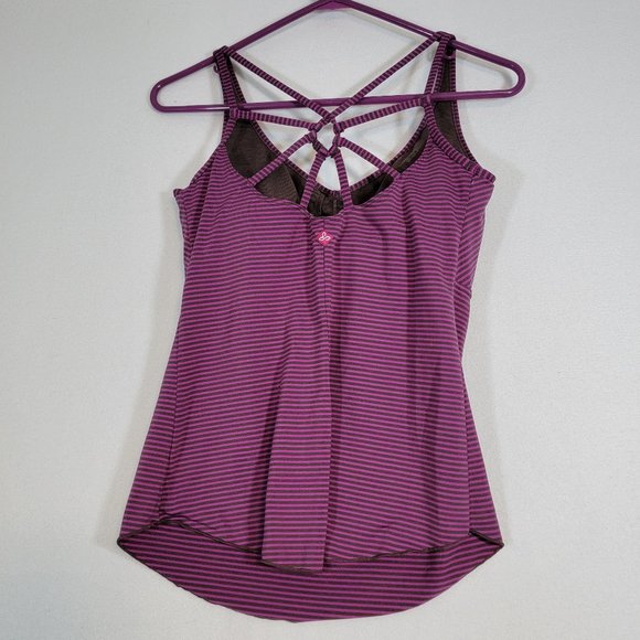 prAna TankTop Size Medium Pink Stripes Athletic Fitness Workout Gym Buil… - Picture 2 of 7